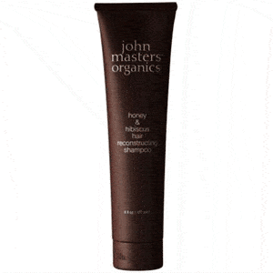 John Masters återuppbyggande Shampo Honey & Hibiscus för skadat hår.