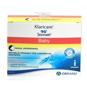 Klaricare näsdroppar Baby är mjuka engångspipetter mot nästäppa hos nyfödda och spädbarn.