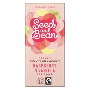 Seed & Bean, vit choklad Hallon & Vanilj ekologisk - 85 g