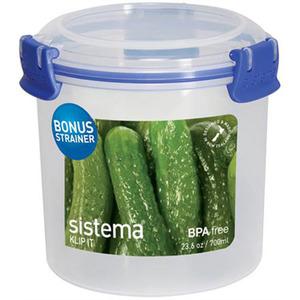 Sistemas runda förvaringslåda levereras med ett galler så att du enkelt kan separera vätska från maten.