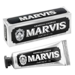 Marvis är den ultimata klassiska tandkrämen - här Licorice Mint i resestorlek