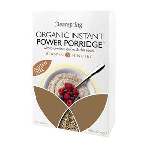 Ekologisk gröt med boveteflingor, vit quinoa och chiafrön.
