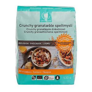 Ekologisk Dinkelmüsli och krispigt granatäpple