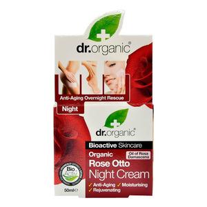 Dr. Organic Rose Otto Night Cream är en närande nattkräm med fuktgivande, anti-aging egenskaper