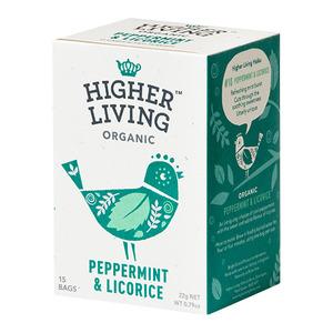 Higher Living Peppermint & Licorice Tea eko- ekologiskt pepparmynta- och lakritste