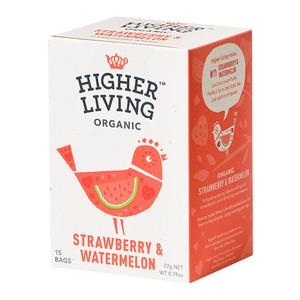 Higher Living Strawberry & Watermelon Tea eko - ekologiskt te med jordgubbar och vattenmelon