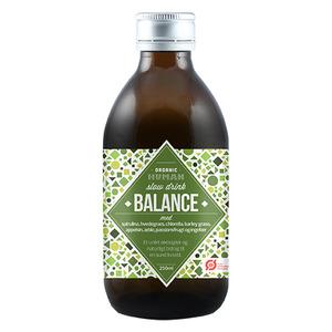 Ekologisk dryck med blandning av juice och grönt gräs samt alger.