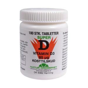 Natur Drogeriet Vitamin D3 85 mcg Super D - 180 tabletter