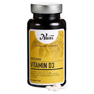 Nani Vitamin D3 50 µg - 90 tabl, stödjer immunsystemets normala funktion samt underhåll av tänder och benstomme