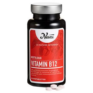 Nani Vitamin B12 500 µg - 90 tabl, hjälper immunsystemets normala funktion, och minskar trötthet och utmattning