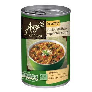 Amy`s Kitchen Rustic Italiensk Vegetable Soup eko - 397g, italienskinspirerad soppa med grönsaker och kikärtor