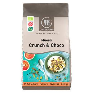Urtekram Müsli Crunch 6 Choco eko - 450 g, spröd och chokladrik müsli