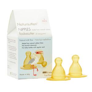 Flasknappar i naturgummi med Y-hål till nappflaska från Natursutten - 2 st