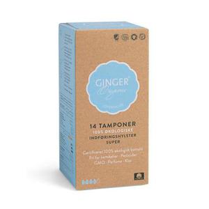 Ginger Organic Tampon Super eko - 14 st 100% ekologisk mjuk bomull för bästa komfort