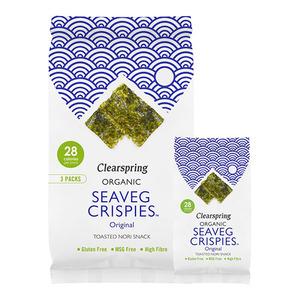 Clearspring Tang Chips eko 3 x 5 g, ekologiska snacks gjorda av nori sjögräs med endast 28 kalorier per paket