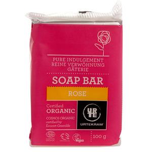 Urtekram Rose Soap Bar är baserad på förtvålad palmolja och har en fin, blommig doft av rosengeranium Med24.se