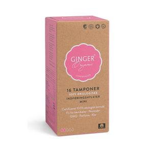 Ginger Organic Tampon Mini eko med införningshylsa - 100% ekologisk mjuk bomull för bästa komfort - för liten blödning