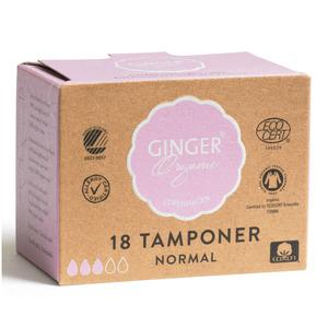 Ginger Organic Tampon Normal eko - 100% ekologisk mjuk bomull för bästa komfort - för normal blödning