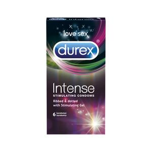 Durex kondom Intense med räfflor, knoppar och stimulerande gel - 6 stk