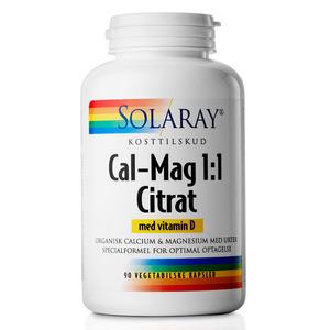 Solaray - Cal-Mag Citrat 1:1 + D-vitamin - 90 kapslar