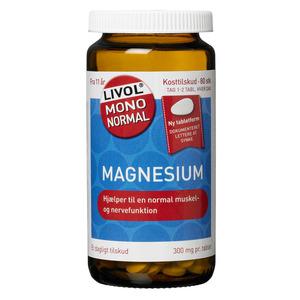 Livol mono normal Magnesium 300 mg - 80 tabletter, viktigt för benstomme och muskler