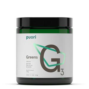 Puori Greens G3 lemon lime - 225 g, från ekologisk grönkål, persilja och spenat