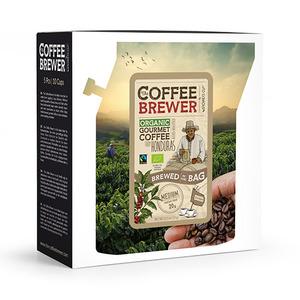 Presentask med 5 ekologiska kaffebryggarpåsar, varje kaffebryggarpåse ger 2 koppar kaffe Med24.se
