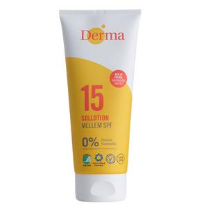 Derma Sollotion SPF15 är skonsam, vattenfast och ger dig mediumskydd mot solens strålar Med24.se