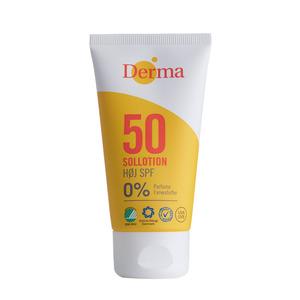 Derma Sollotion SPF50 är en allergivänlig och vattenbeständig lotion med extra hög solskyddsfaktor Med24.se