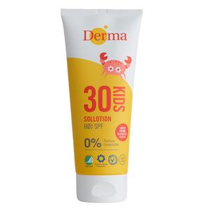 Derma Kids Sollotion SPF30 har en hög skyddsfaktor som effektivt skyddar dig och ditt barn från solens strålar Med24.se