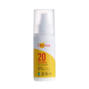 Derma Sun Spray SPF20 ger dig ett skonsamt, vattenfast och allergivänligt solskydd Med24.se