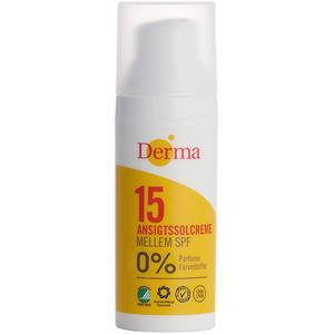 Derma Ansiktssolkräm SPF15 är ett vattenfast solskydd med medelskydd som skyddar dig effektivt från solens strålar Med24.se