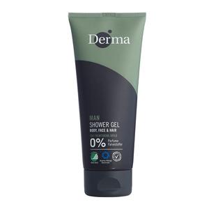 Derma Man Shower Gel är en kombinerad hår-, ansikts- och kroppstvål utan parfym, parabener eller färgämnen Med24.se