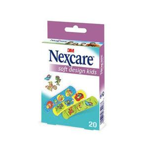 3M Nexcare Soft Kids design med olika barnmönster, förpackningen innehåller 20 mjuka plåster Med24.se