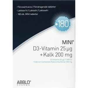 ABBLO MINI Kalk 200 mg + D3 25µg - 180 st, Kalcium är en viktig byggsten för skelettet