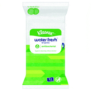 Kleenex Water Fresh Anti Bacterial är milda våtservetter som är lätta att ta med Med24.se