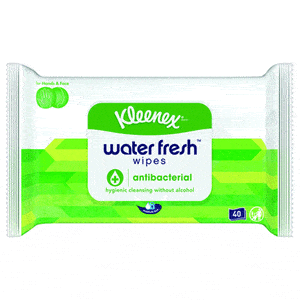 Kleenex Water Fresh Gentle är milda våtservetter som är lätta att ta med - 40 st Med24.se