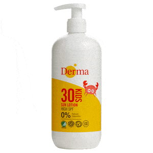 Derma Kids Sollotion SPF30 har en hög skyddsfaktor som effektivt skyddar dig och ditt barn från solens strålar Med24.se