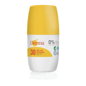 Derma Sollotion Roll-on SPF30 är en allergivänlig, vattenfast sollotion med hög solskyddsfaktor Med24.se