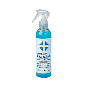 Burnaid Sunburn Gel Spray kyler, lugnar och återfuktar solbränd hud Med24.se
