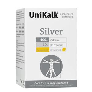 UniKalk Silver tuggtabletter har ett högt vitamin D-innehåll samt uppfriskande citrussmak Med24.se