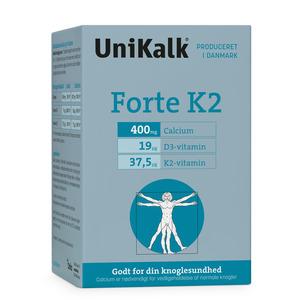 UniKalk Forte K2 innehåller kalk, vitamin D och vitamin K2, som hjälper till att upprätthålla en normal benstruktur Med24.se