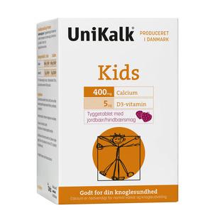 UniKalk Kids är tuggtabletter med kalk och D-vitamin som behövs för barns normala tillväxt och utveckling av benstomme Med24.se