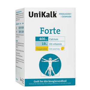 UniKalk Forte tuggtabletter med citrussmak och ett extra högt innehåll av D-vitamin Med24.se