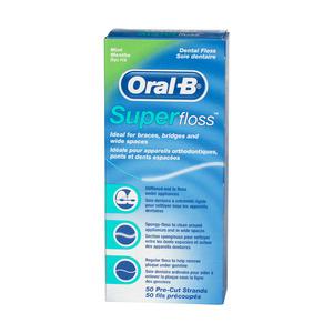 Oral-B Superfloss Mint - Perfekt tandtråd för tandställning, tandbryggor eller stora mellanrum Med24.se