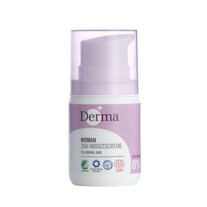 Derma Eco Woman 24H Ansiktskräm innehåller aloe vera, vitamin E samt närande oljor för optimal vård och omsorg Med24.se