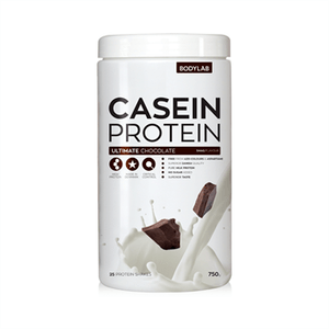 Slow Release Kasein Proteinpulver från Bodylab med chokladsmak är en proteinprodukt som tas upp långsamt, utvunnen ur mjölk.