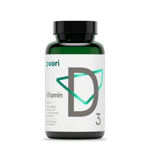 Puori D3 D-Vitamin 10 mcg innehåller naturligt vitamin D extraherat från fårull och är i vegetabiliska kapslar Med24.se