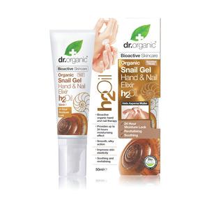 Dr. Organic Snail Gel Hand & Nail Elixir återfuktar huden, ger antioxidantskydd och har en regenererande effekt