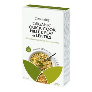 Clearspring Quick Cook - Ekologisk blandning med hirs, ärtor och linser Med24.se